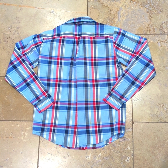 Janie and Jack boy's shirt. Blue, red, white plaid. Size 10. - Picture 4 of 4